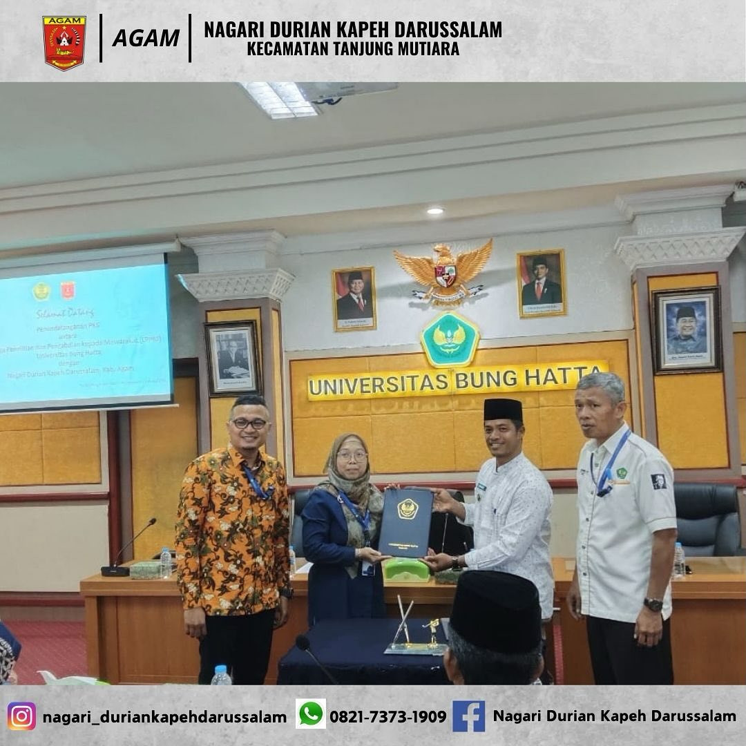 🤝✨ Sukses Penandatanganan PKS antara Nagari Durian Kapeh Darussalam dan Universitas Bung Hatta